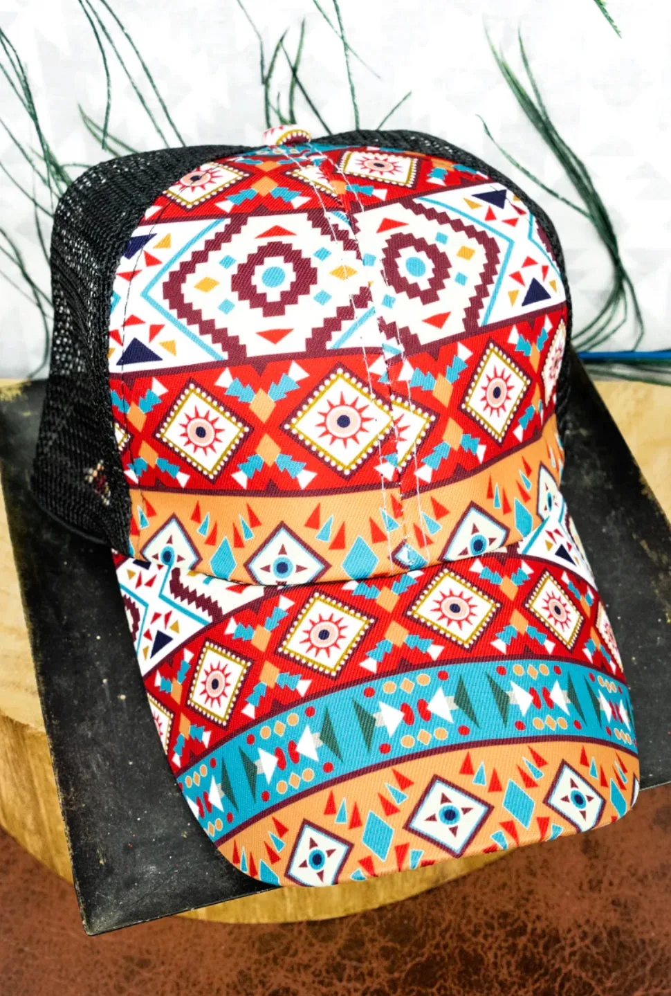 Highland Ridge Aztec Ponytail Hat