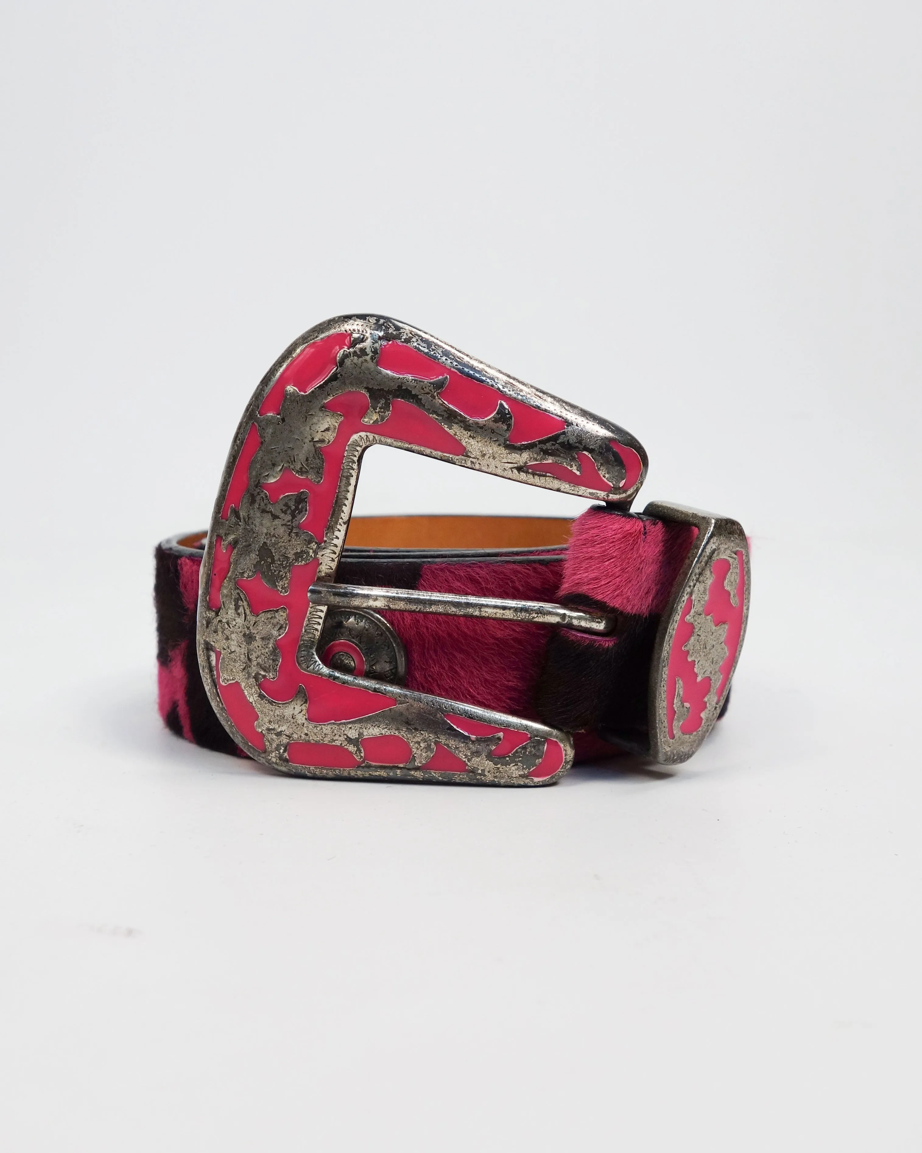 Iceberg Pink Cow Leather Belt 2000's