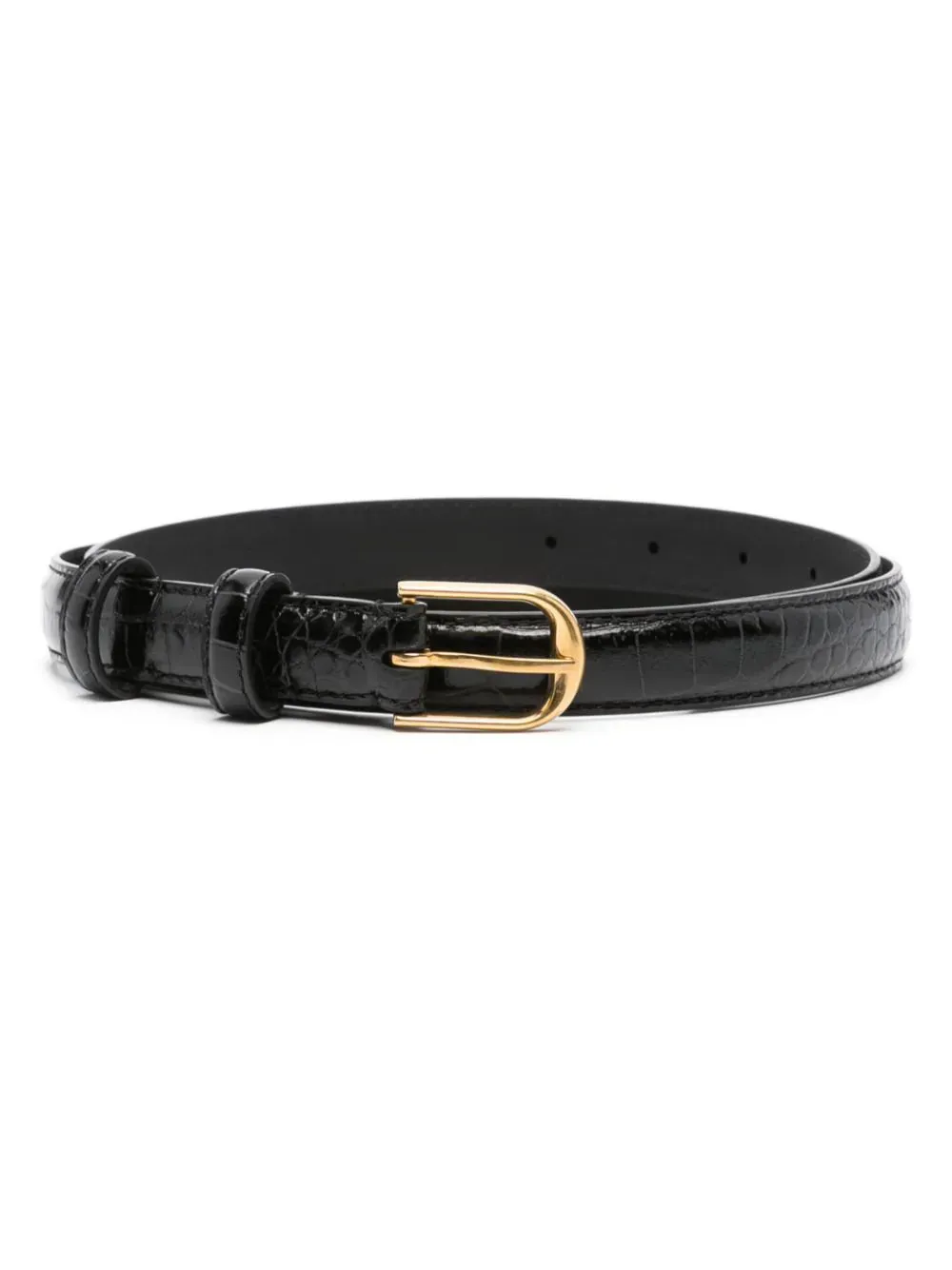 Jane Croc Embossed Belt in Black