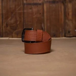 Kingsley Heath Double Stitch Stacked Logo Belt Tan/Nickel