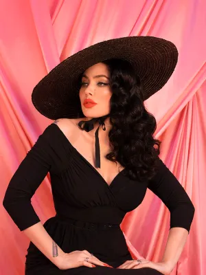 Large Vintage Sun Hat in Black - Vixen by Micheline Pitt