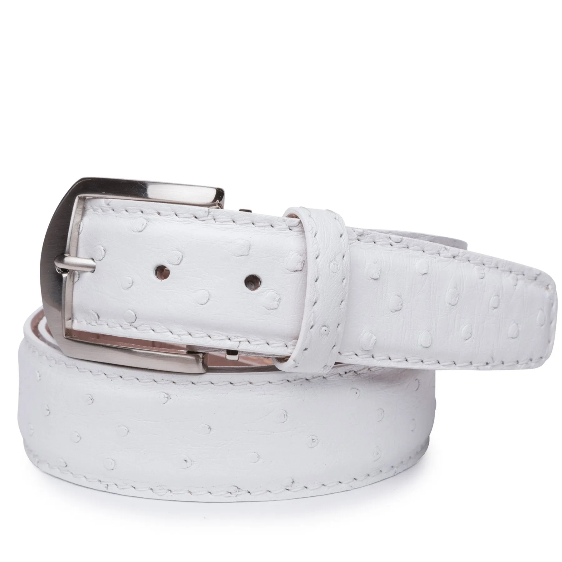 LEN Belt Genuine Ostrich White STK