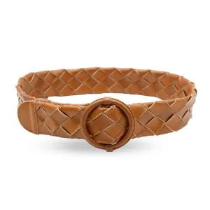 LONDRINA - Womens Brown Genuine Leather Plaited Belt