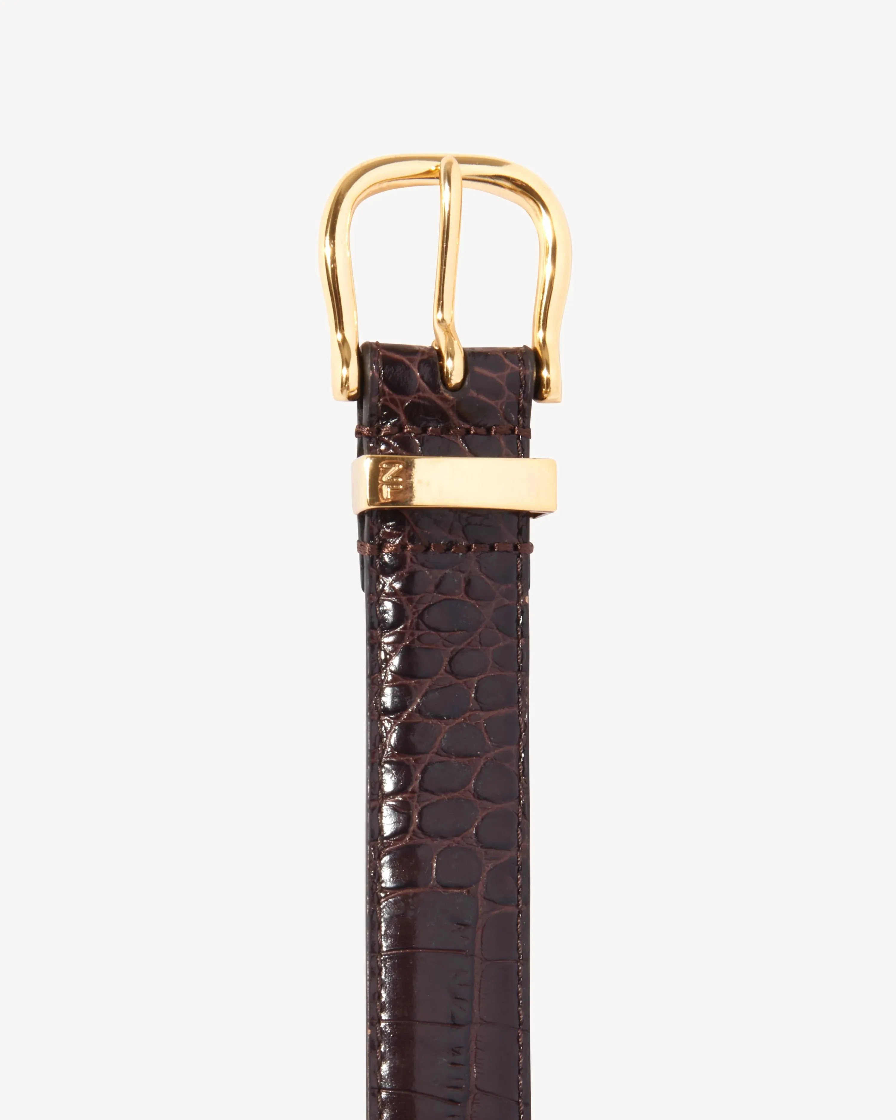 Louise Croc Embossed Belt in Dark Brown