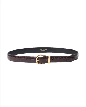 Louise Croc Embossed Belt in Dark Brown