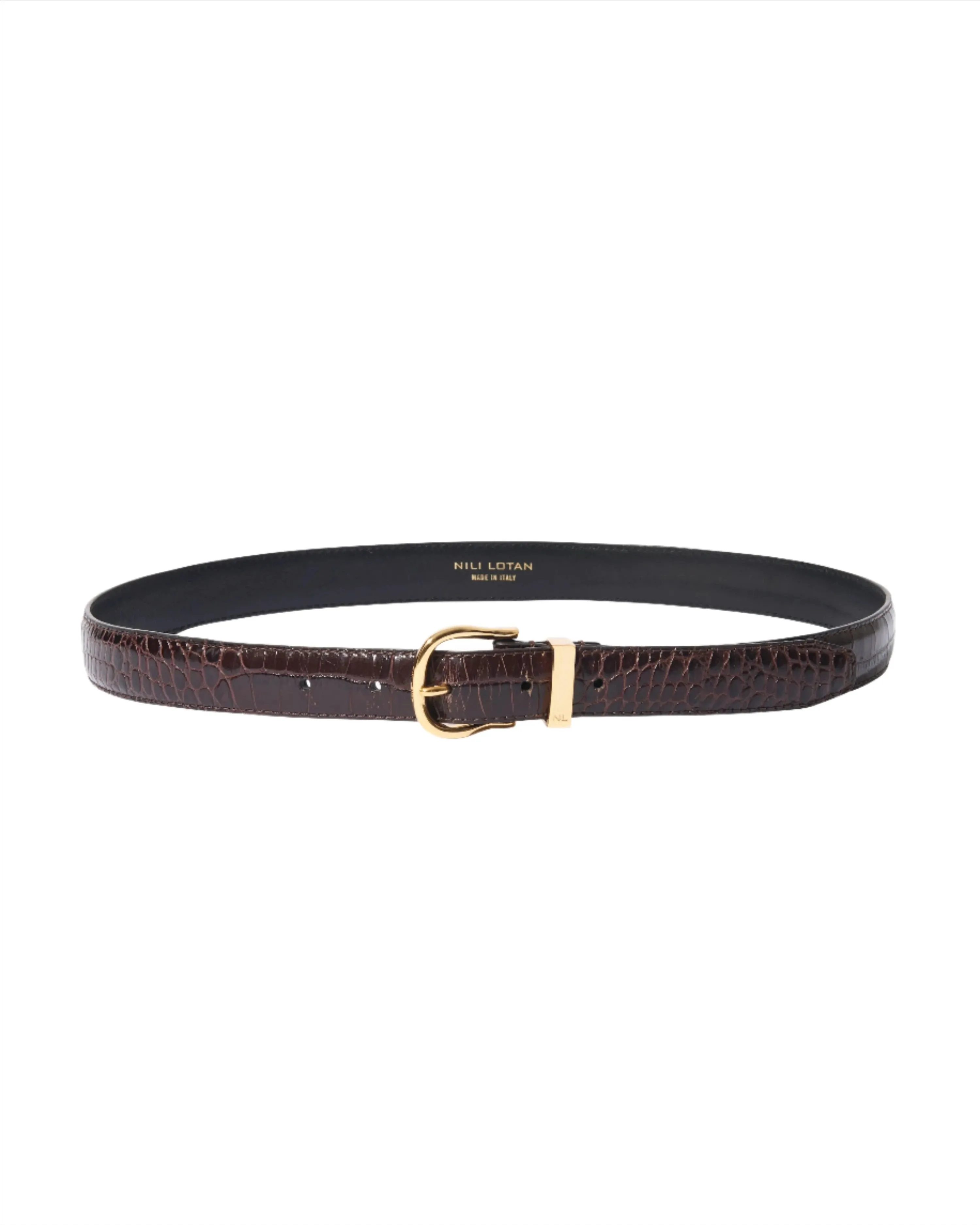 Louise Croc Embossed Belt in Dark Brown