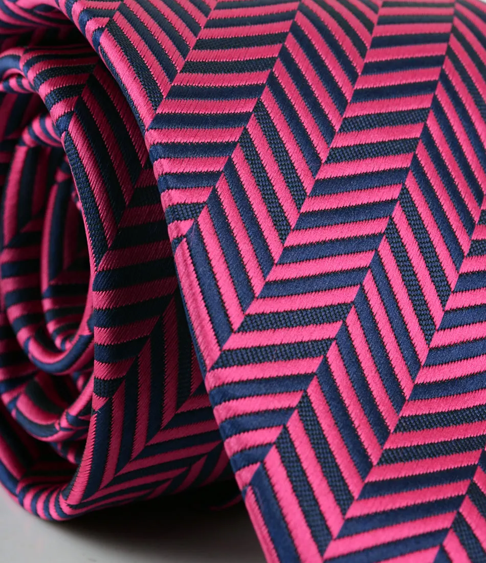 Manhattan Pink Herringbone Neck Tie