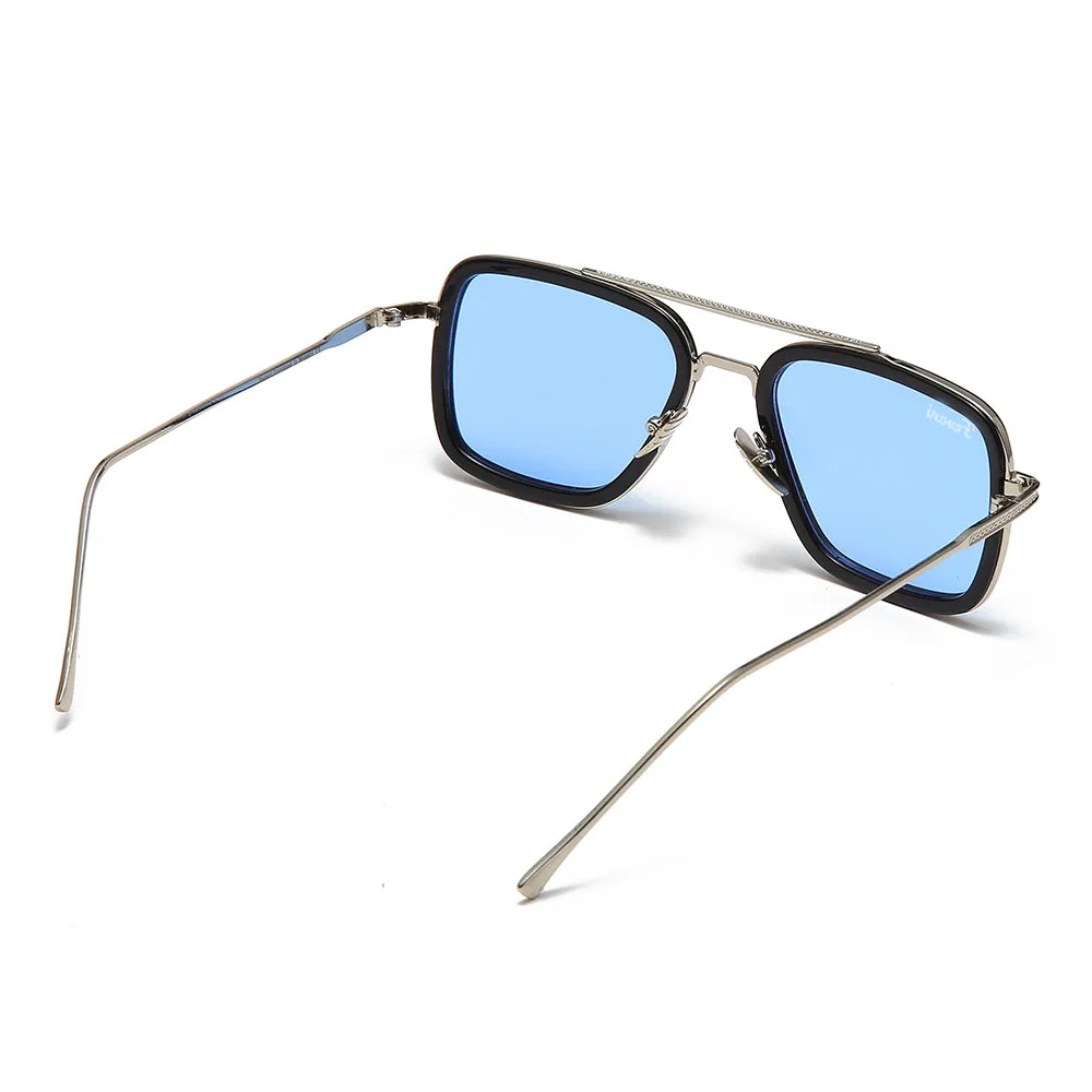 Men's Fevani Light Blue Platinum Square Oversized Sunglasses