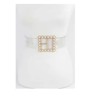 More Pearls Please Pearl Beaded Square Belt