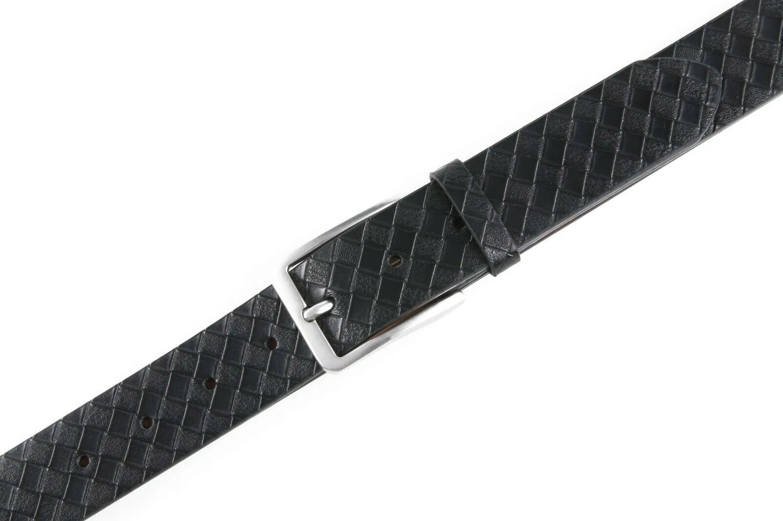 MRoyale™ Genuine Leather Belt | Men's Dress Belt, Diamond Grid, Metal Buckle | Black, Brown, Tan