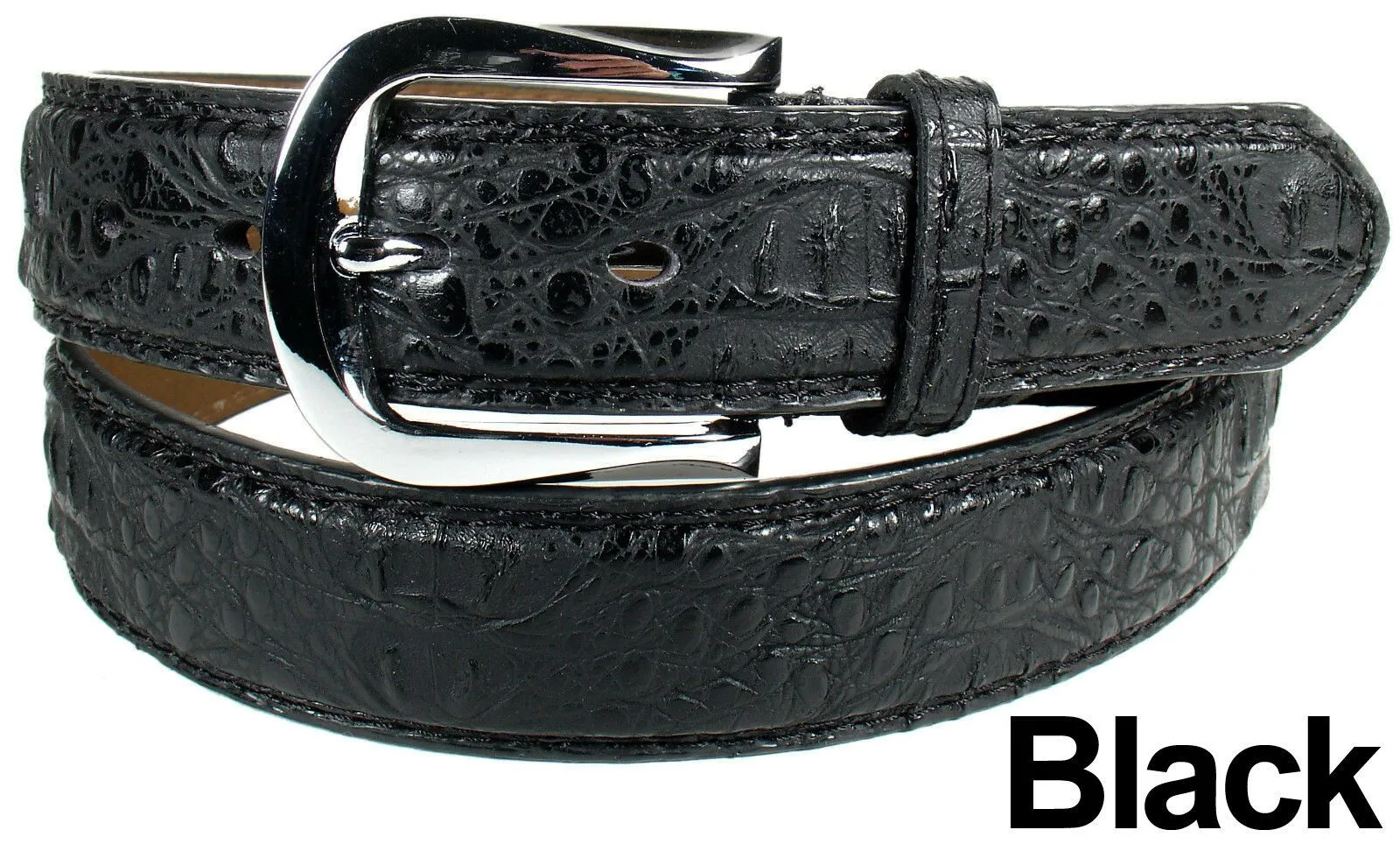 MRoyale™ Men's Faux Alligator Crocodile Skin Belt - Genuine Leather - Metal Buckle