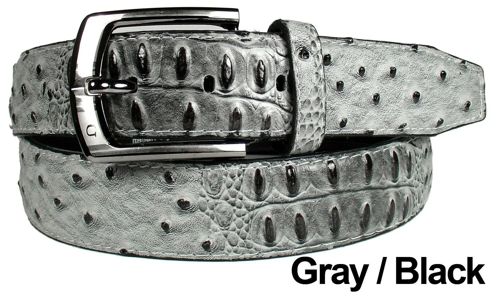 MRoyale™ Men's Faux Alligator Crocodile Skin Belt - Genuine Leather - Metal Buckle