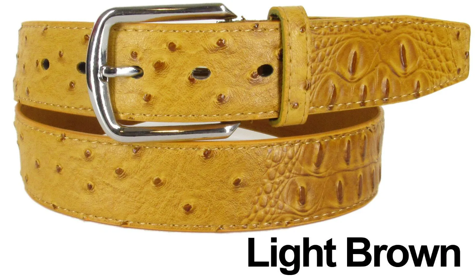 MRoyale™ Men's Faux Alligator Crocodile Skin Belt - Genuine Leather - Metal Buckle