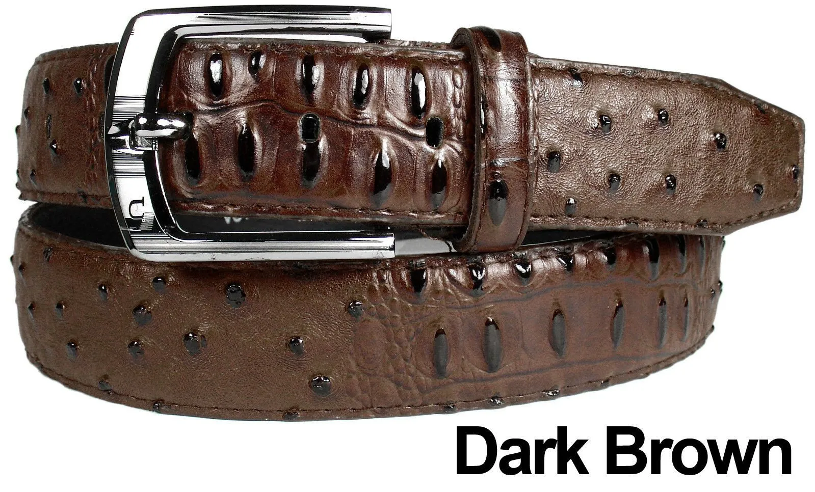 MRoyale™ Men's Faux Alligator Crocodile Skin Belt - Genuine Leather - Metal Buckle