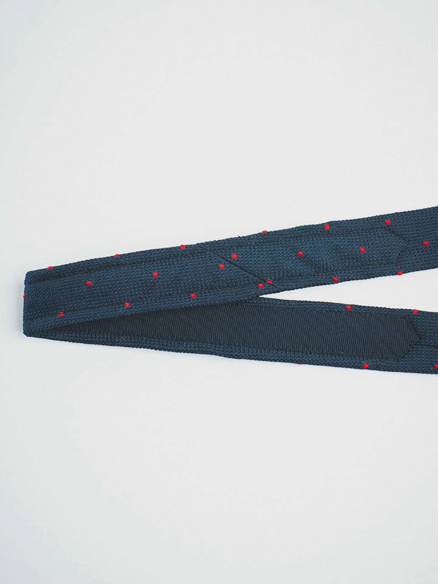 NAVY GRENADINE WITH RED DOTS