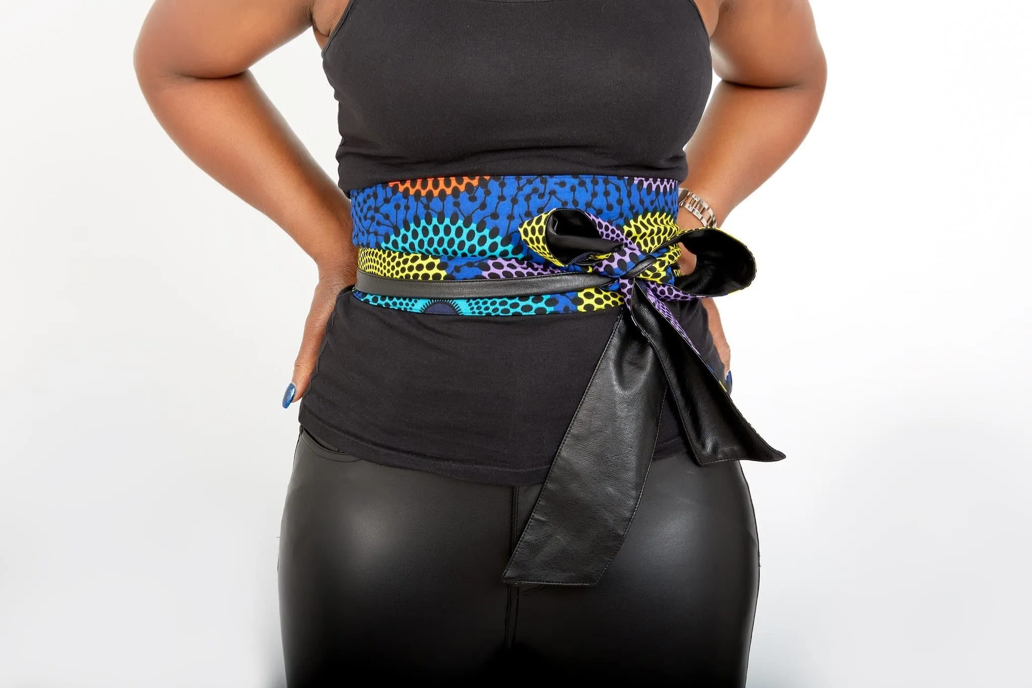 New In African Prints Reversible Leather Obi Belt - OLLAMMA