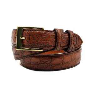 O-0140AC Crocodile Belt Antique Copper Brown