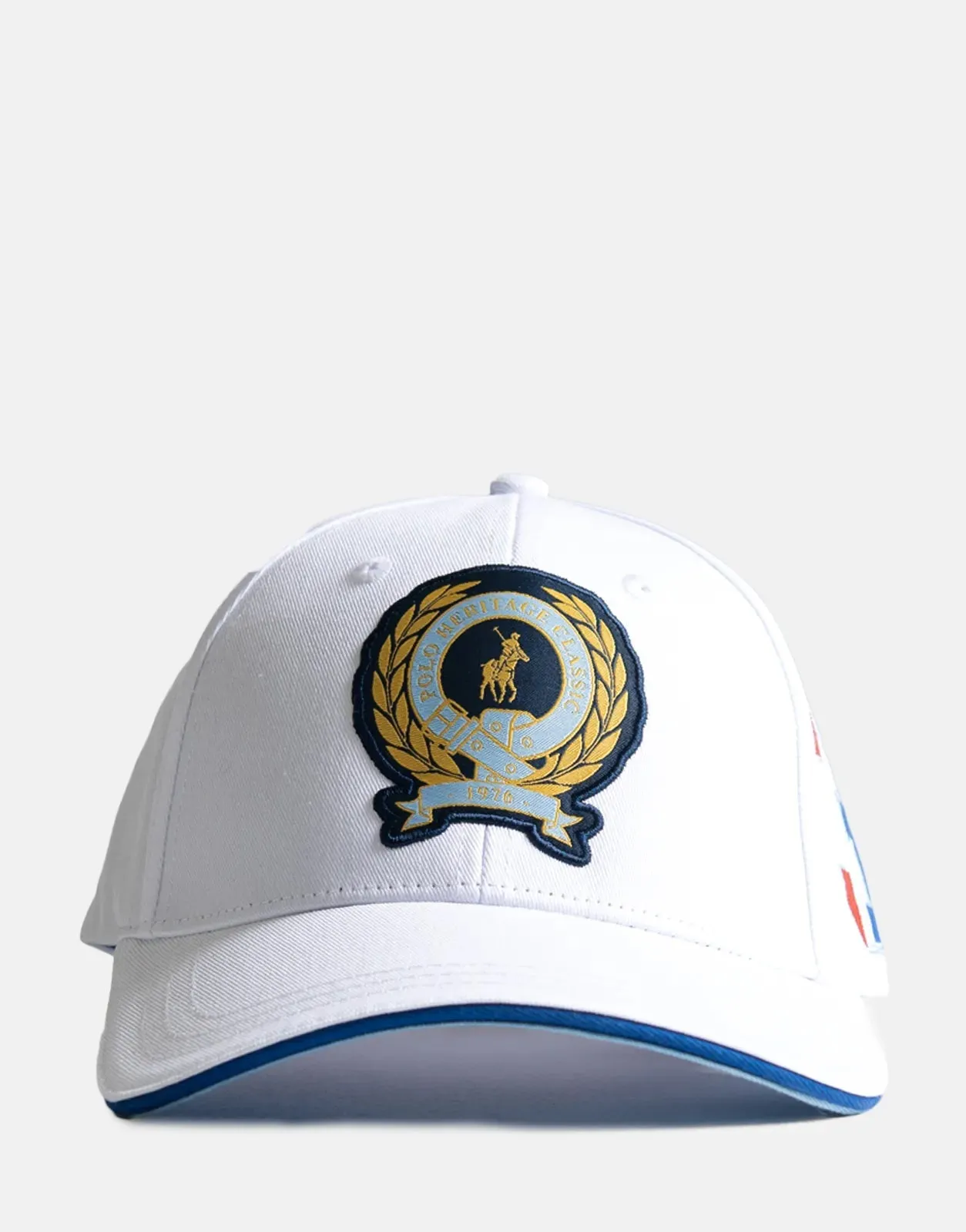 Polo 6 Panel Crest Equestrian Peak White Caps