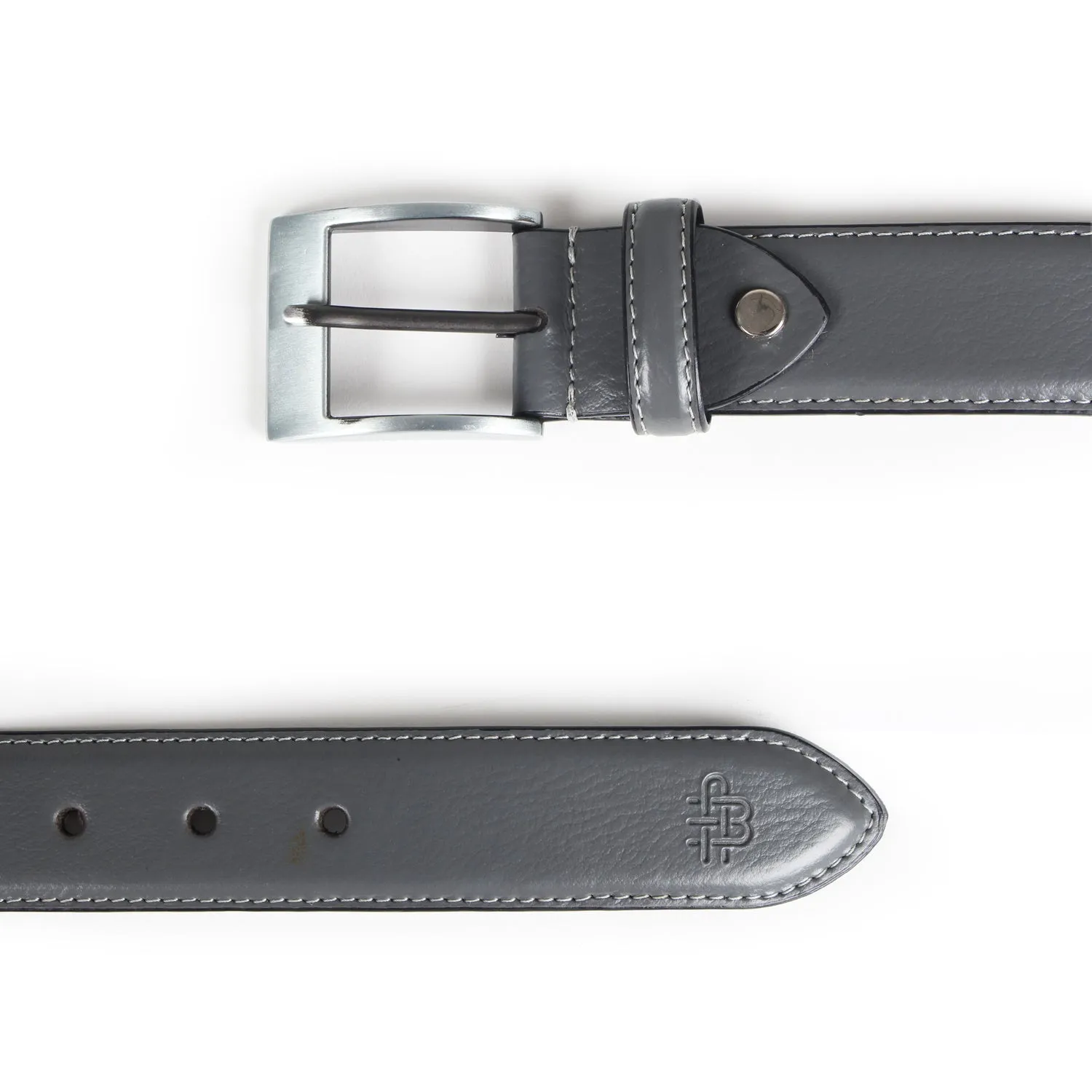 Premium Solid Pure Leather Belt - Grey