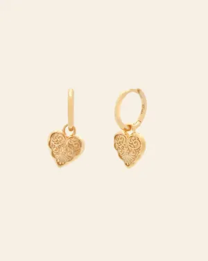 *Preorder* Vintage Heart Huggies- Gold Vermeil