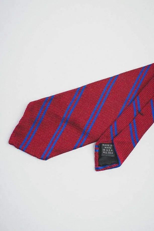 RED GRENADINE WITH BLUE DOUBLE STRIPES