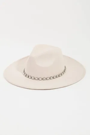 Rhinestone Strap Fedora Hat