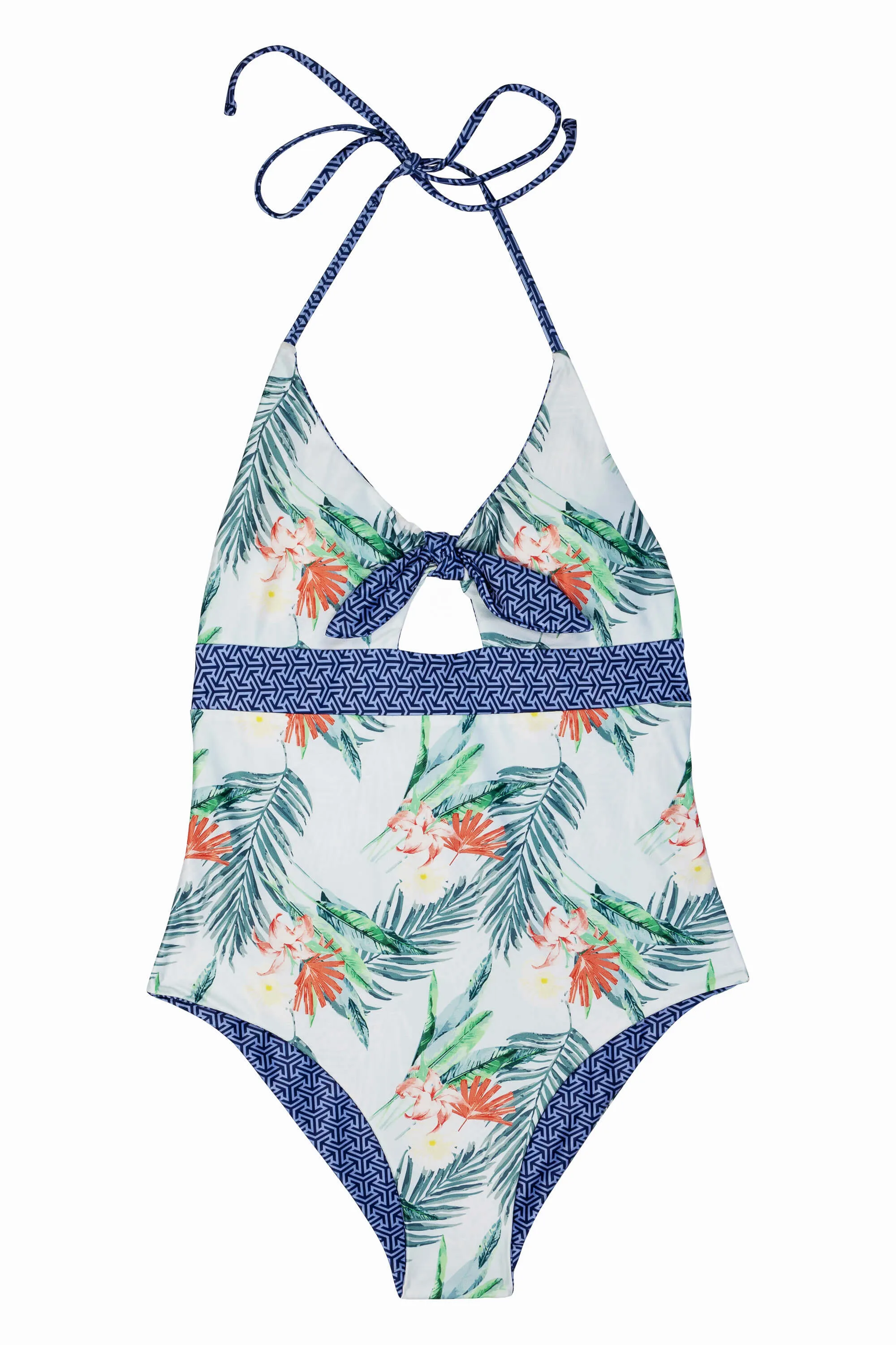 Sardinia Halter One Piece - Due South Blue / Hawaiian Tropic