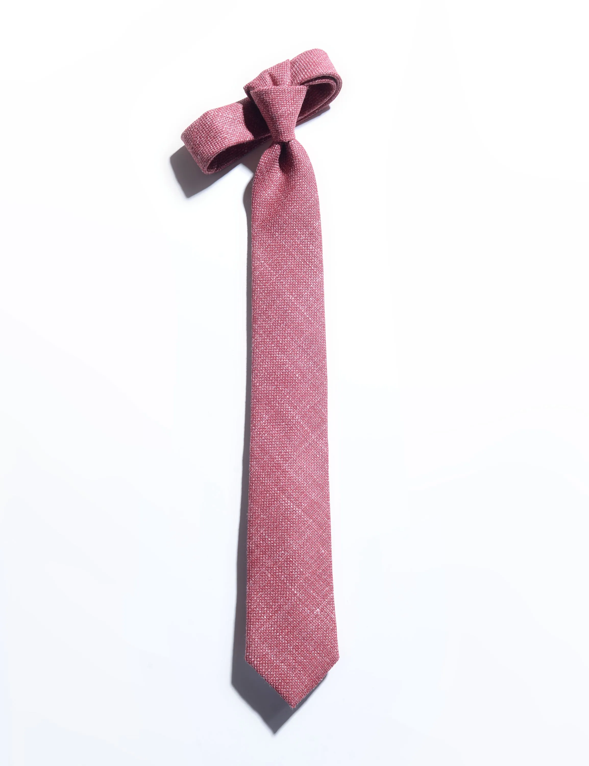 Silk, Wool, and Linen Hopsack Tie - Blush