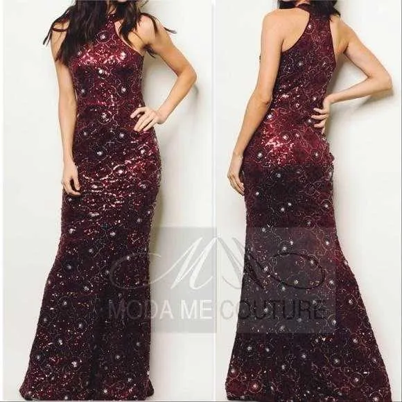 Stunning Sequin Gown Burgundy