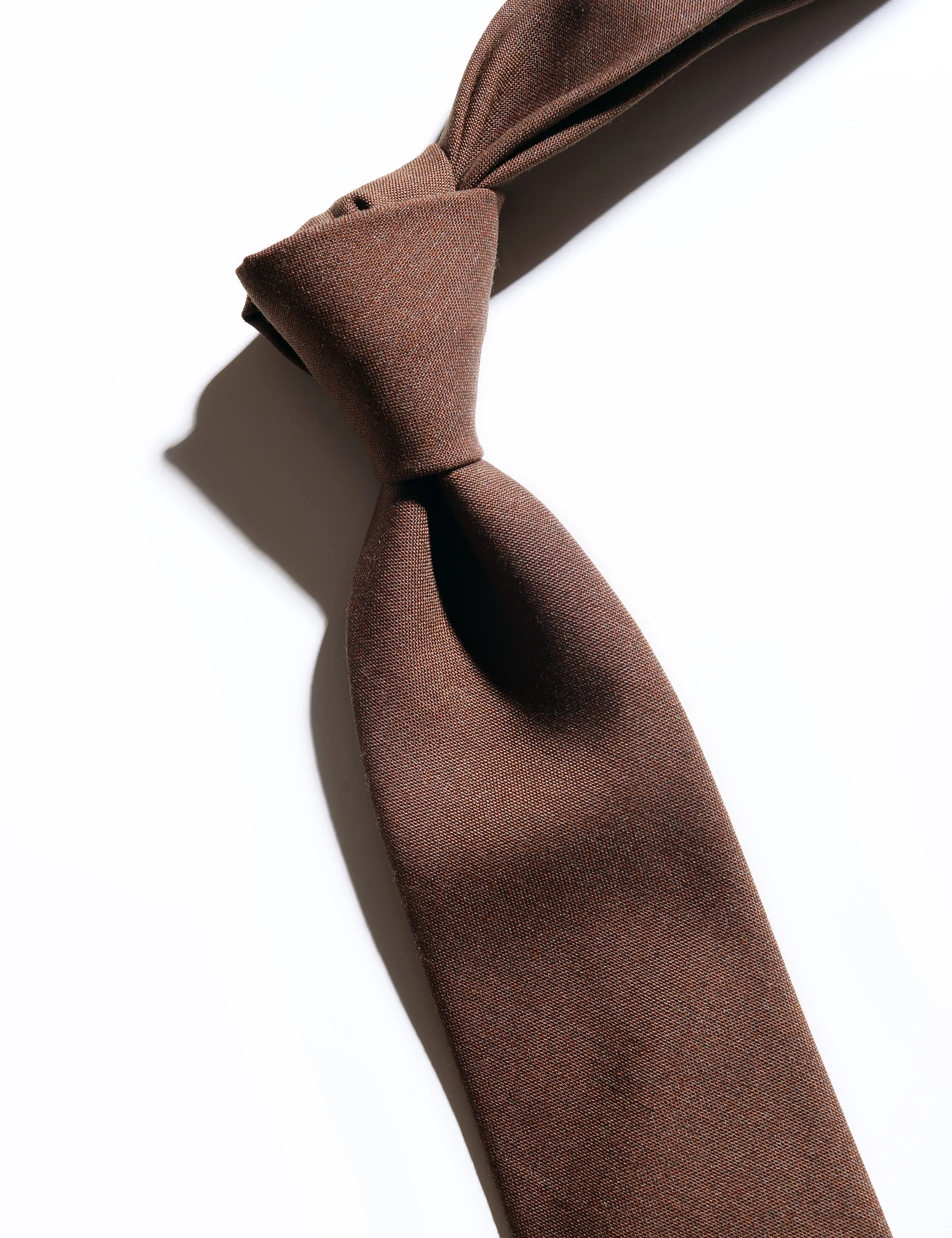 Super 130s Wool Plainweave Tie - Chestnut