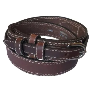 Tan Ranger Double Stitch Genuine Leather Western Belt