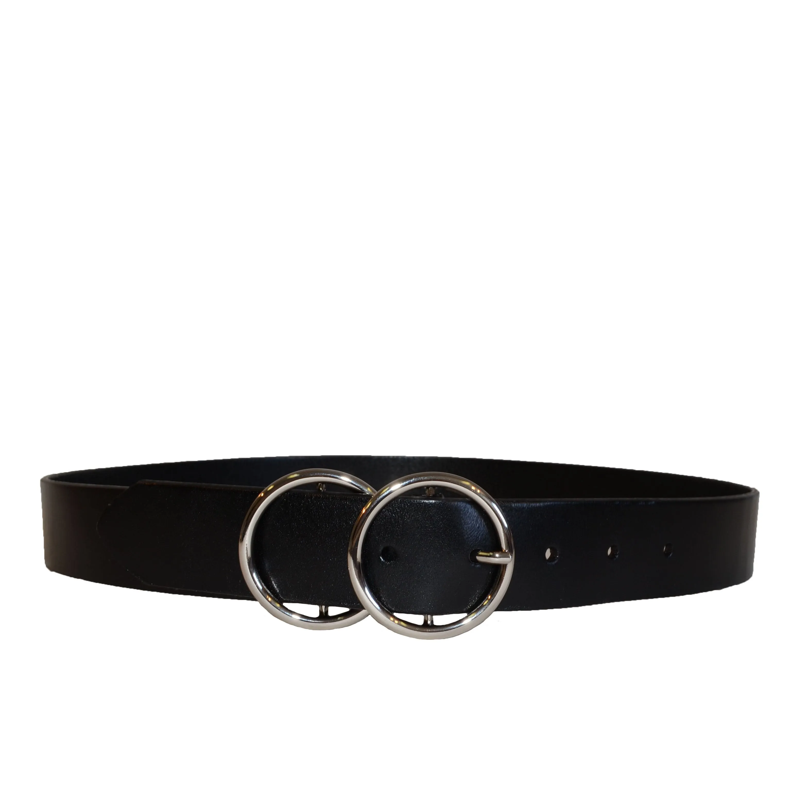 Townsville | Women's Black Double Ring Leather Belt