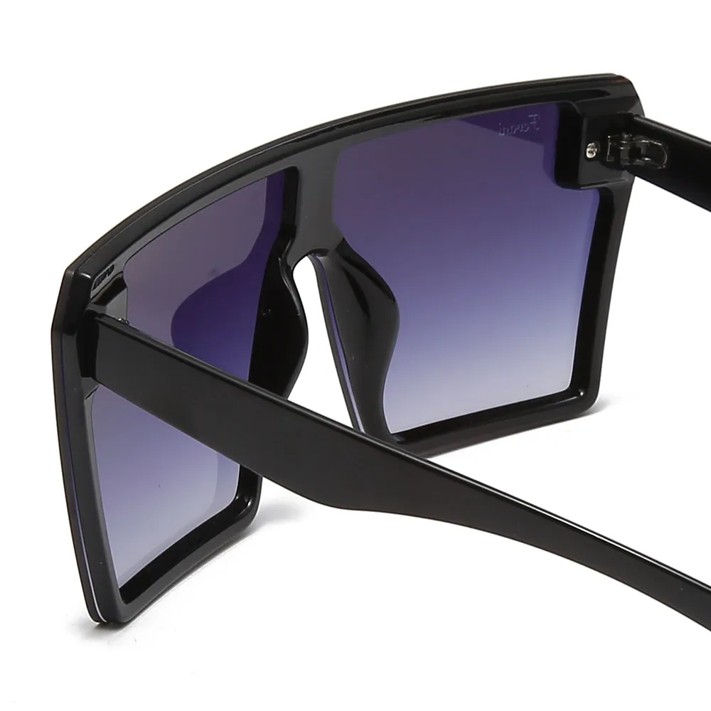 Women's Fevani Bouclier Black Gray Square Oversized Sunglasses