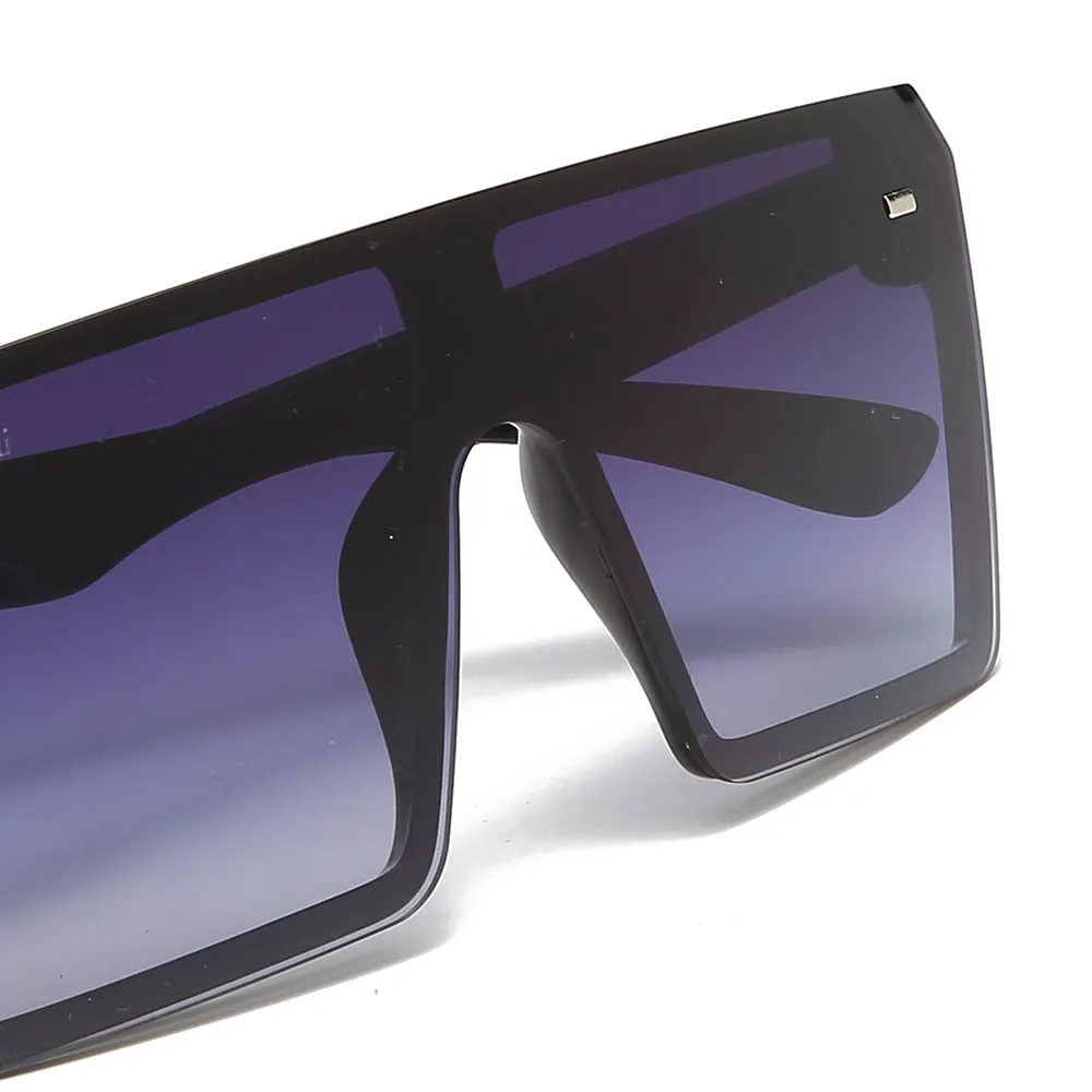 Women's Fevani Bouclier Black Gray Square Oversized Sunglasses