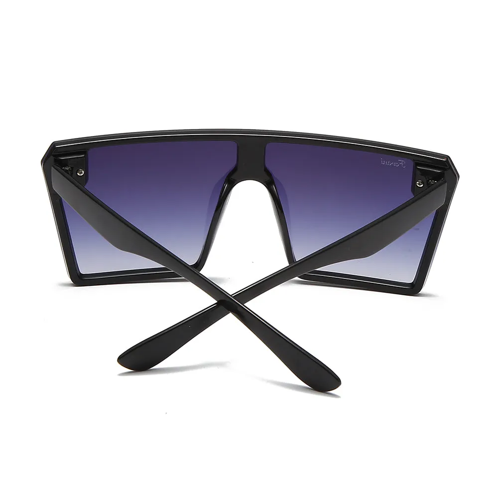 Women's Fevani Bouclier Black Gray Square Oversized Sunglasses