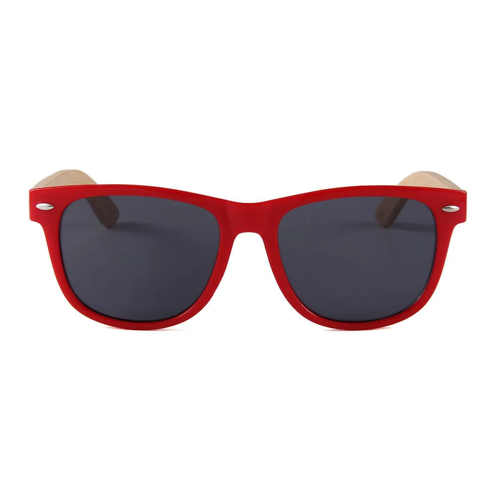 Yogaz Red Rimmed Bamboo Sunglasses